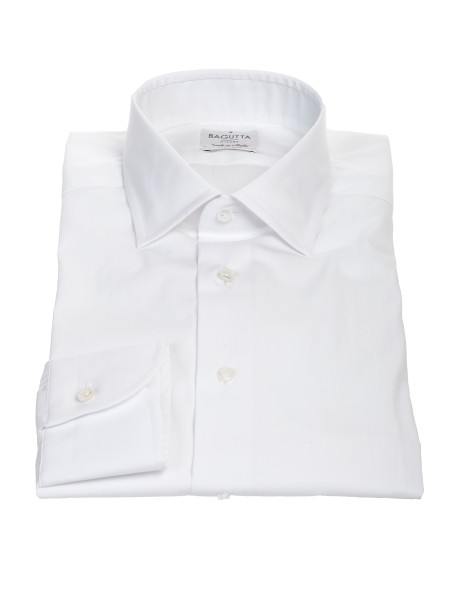 Shop BAGUTTA  Camicia: Bagutta camicia in cotone, bianca.
Colletto alla francese. 
Slim fit. 
Composizione: 73% cotone 24% poliammide 3% elastan. 
Made in Italy.. 380 EBL CN9672-001